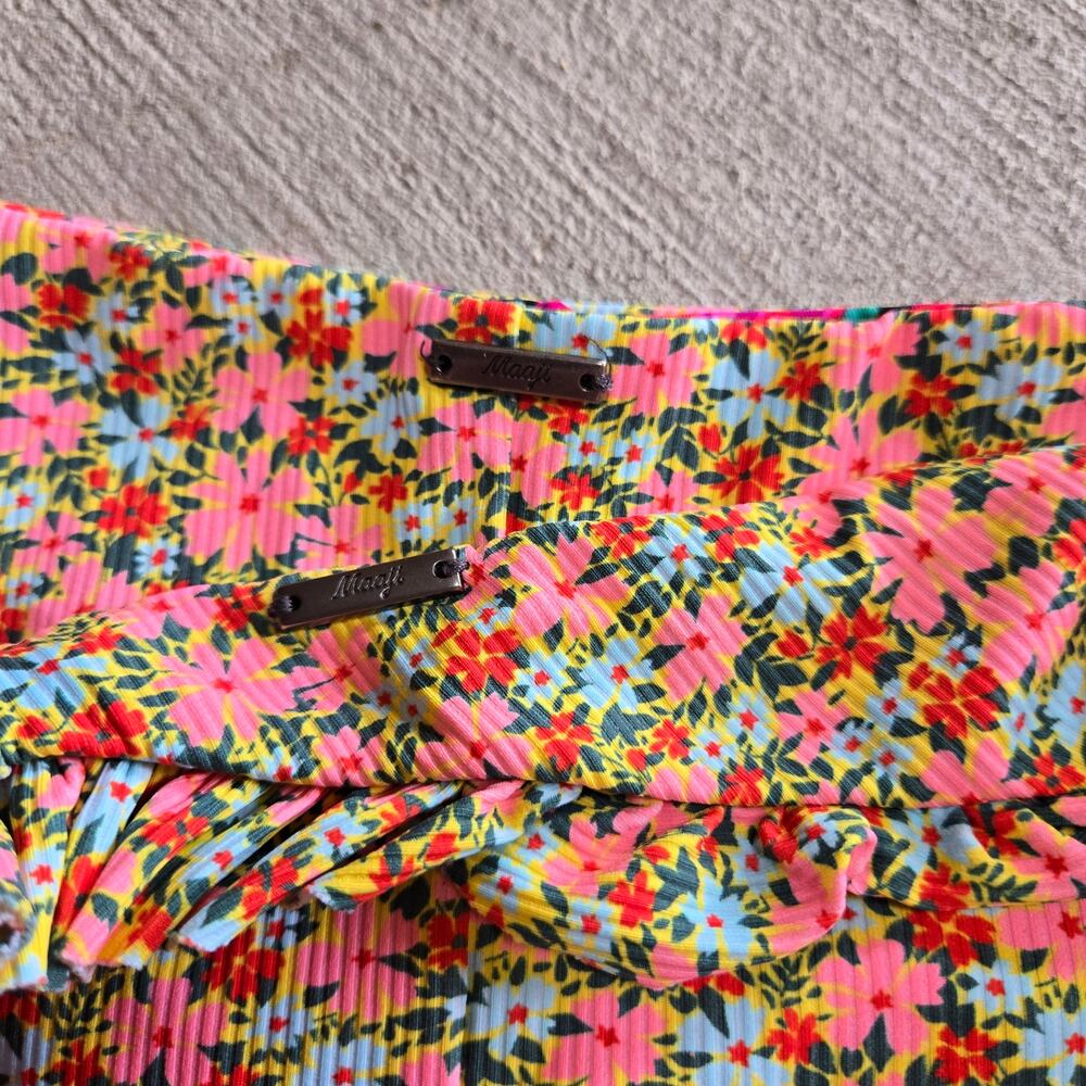 Maaji Bikini Bottoms Swim Cheery Blossom Reversible Med Voyage Ruffle Swimwear - Picture 5 of 5